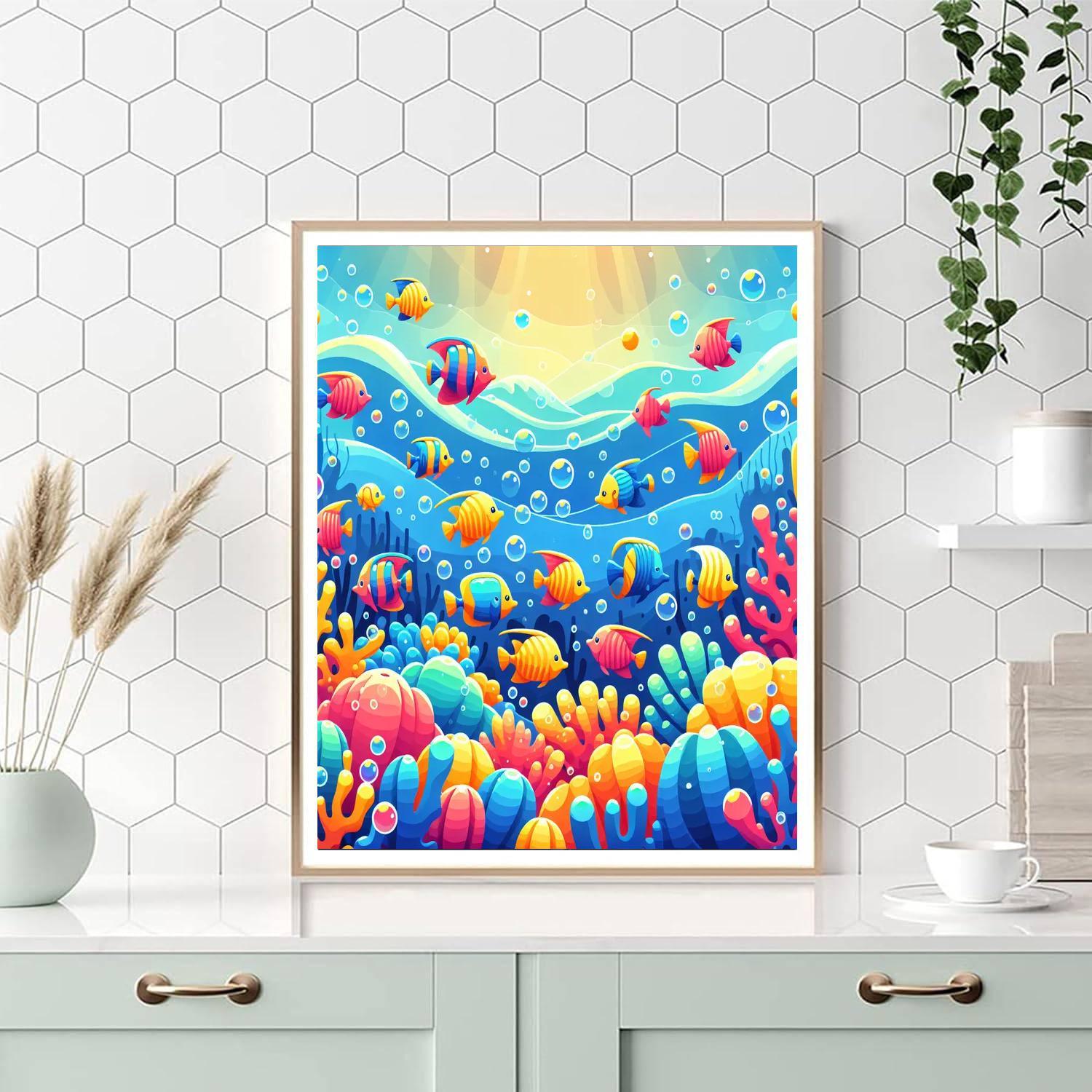 Colorful Tropical Fish Paint By Numbers Art