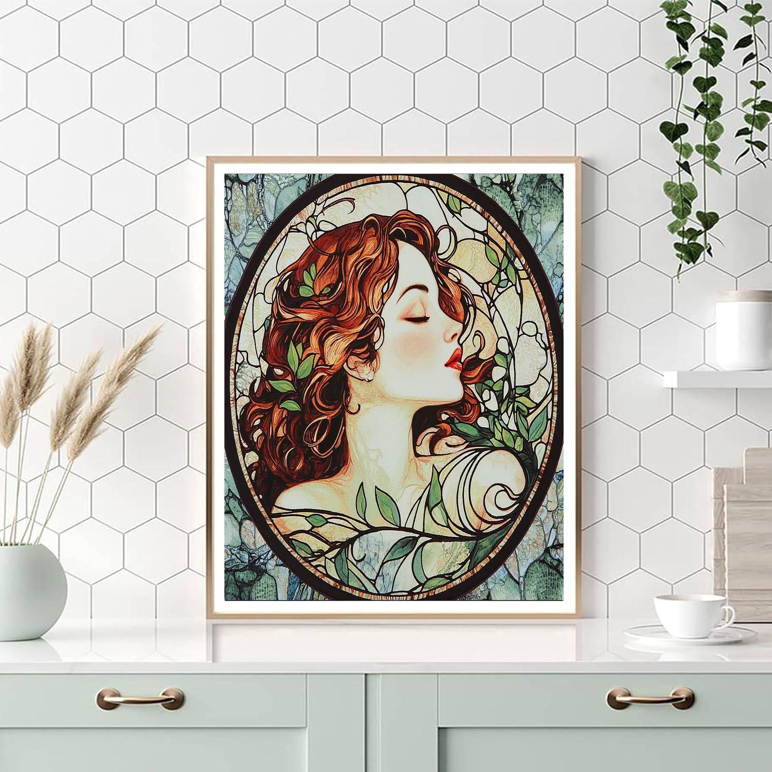 Alphonse Mucha Inspired Nature's Muse Throw Pillows  Paint By Color