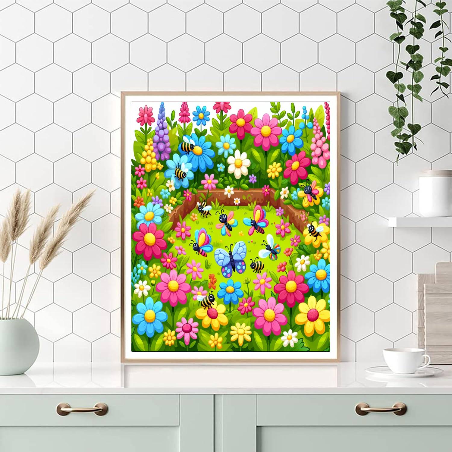 Vibrant Garden Butterfly Chase Painting Number Kit
