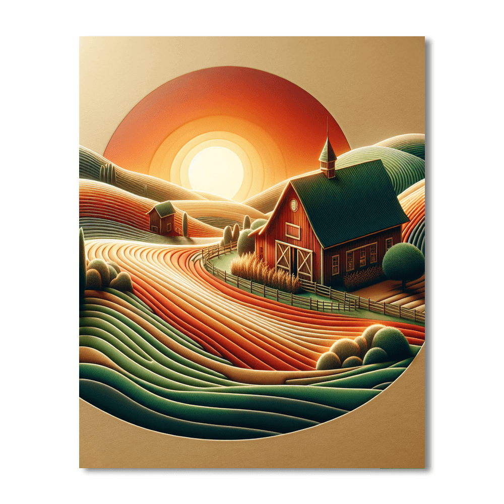 Rustic Barn Sunrise Painting By Numbers Kit