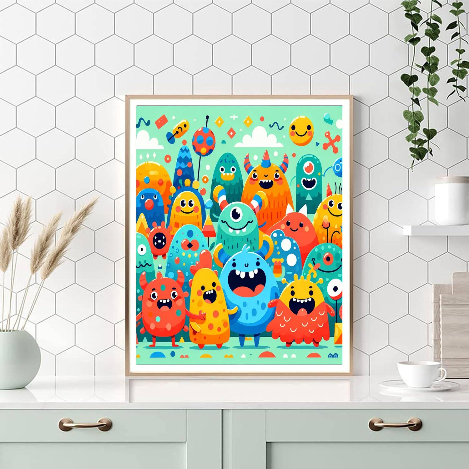 Playful Monsters At Play DIY Paint By Numbers