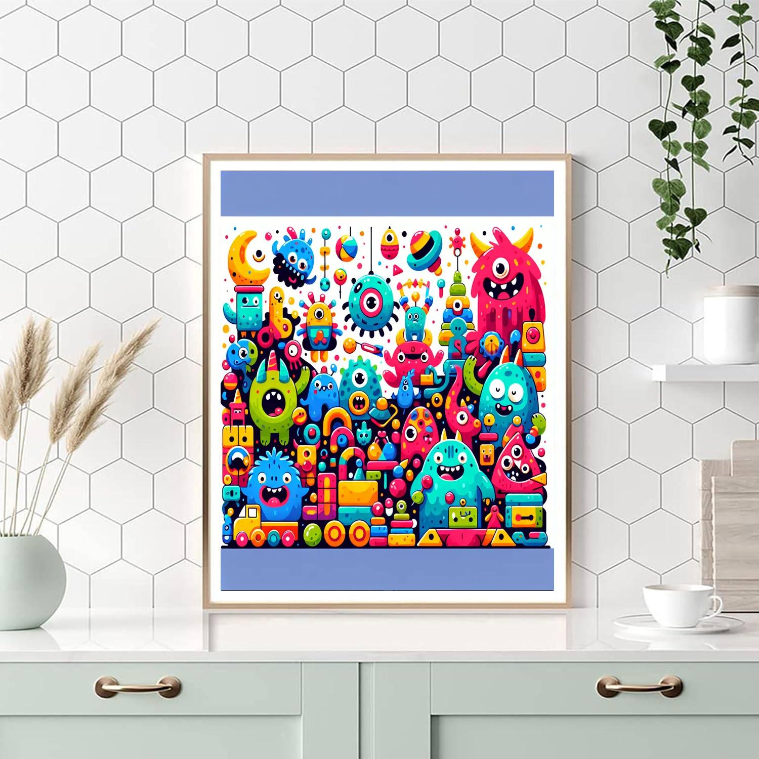 Friendly Monsters Playdate DIY Paint By Numbers