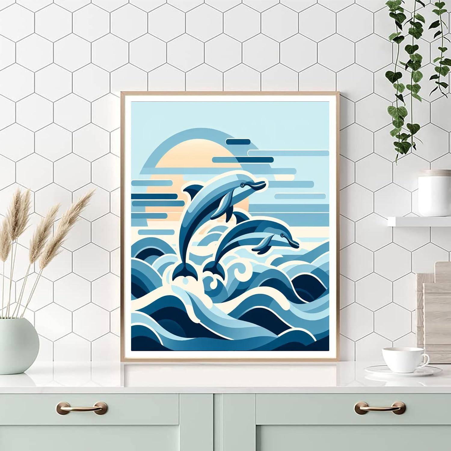 Dazzling Dolphin Duet Number Painting