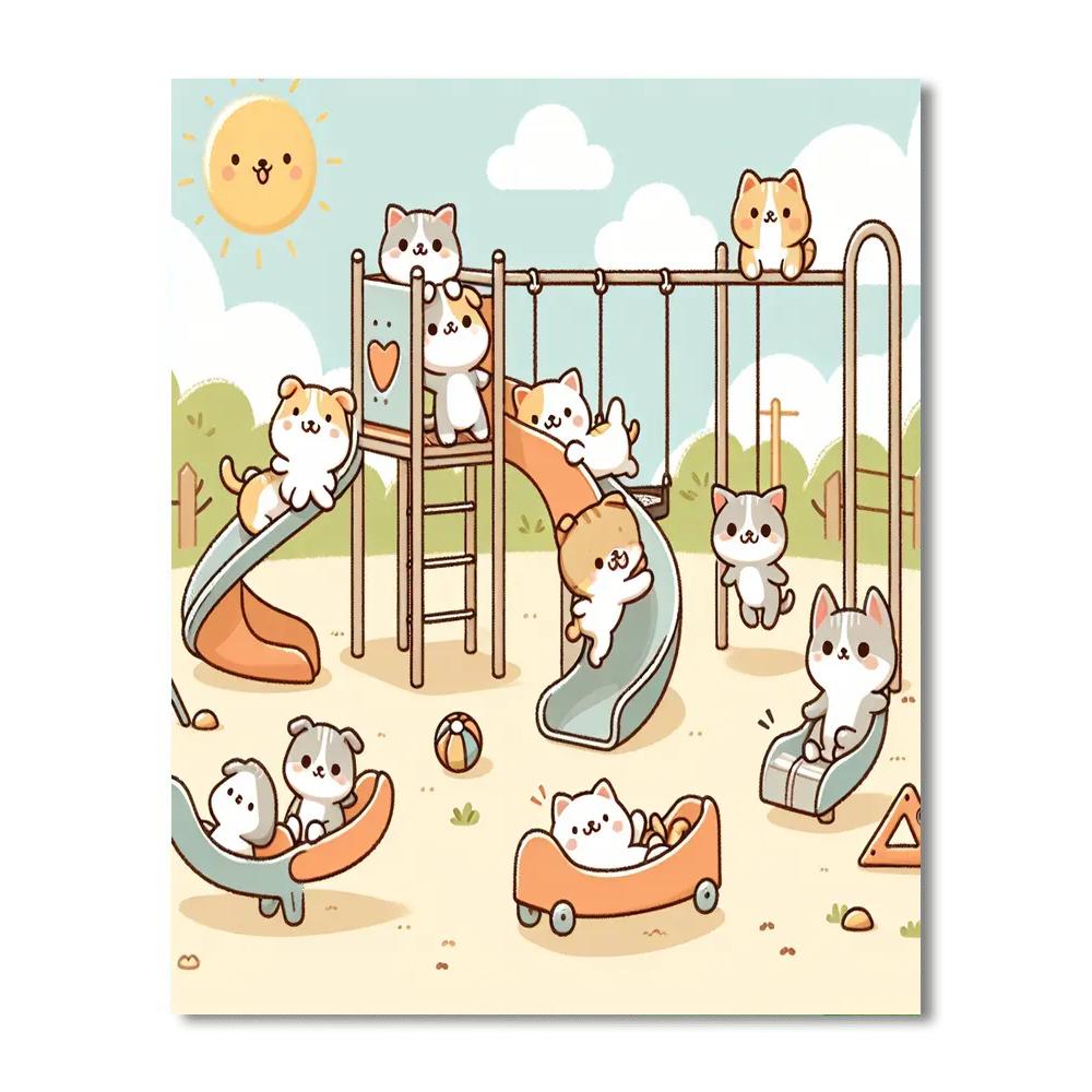 Fuzzy Animal Playground Number Painting