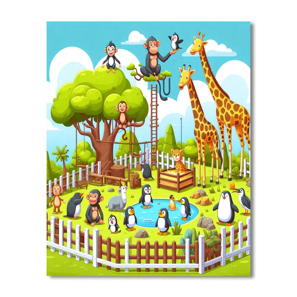 Zoo Keeper's Day Out Number Painting