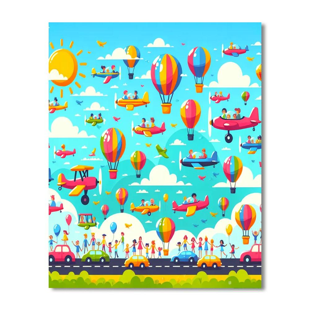 Adventurers In The Sky Number Painting
