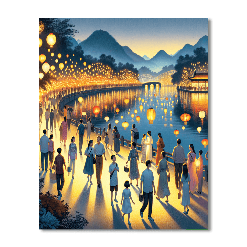 Jiangnan Lantern Festival - Hangzhou Paint By Number