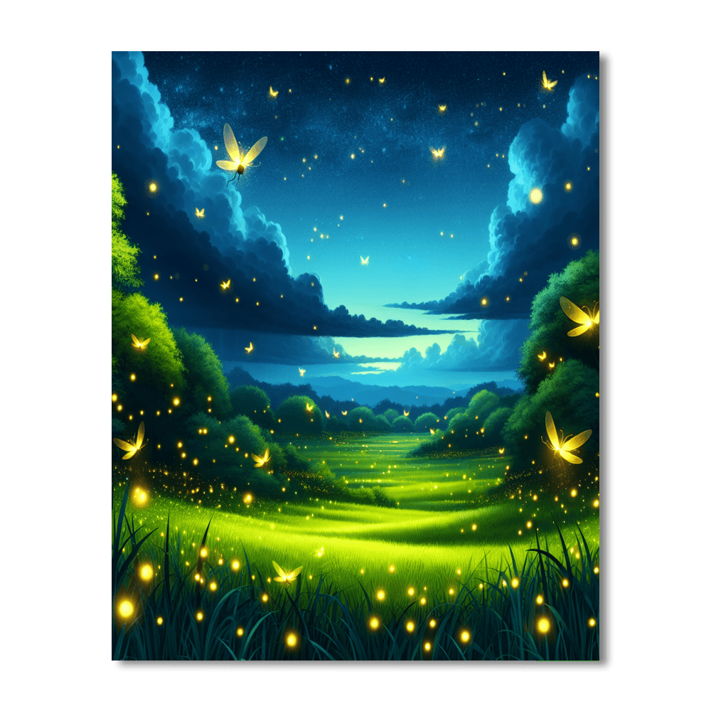 Dancing Fireflies In The Meadow Number Painting