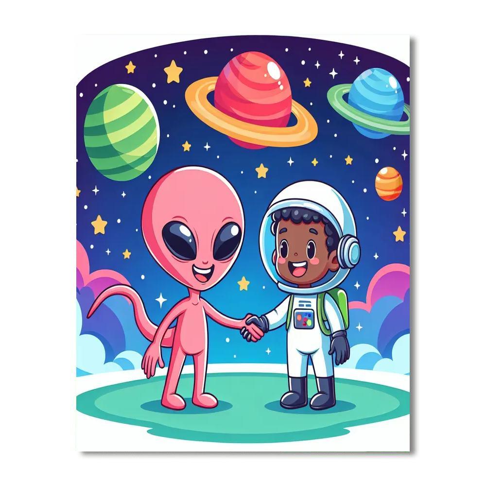 Outer Space Friends DIY Paint By Numbers