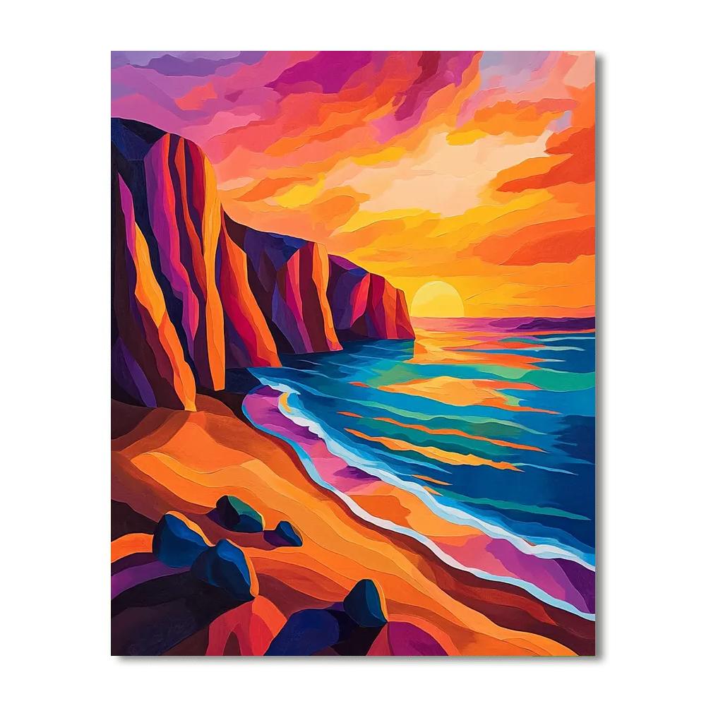 Paul Cézanne Inspired Geometric Sunset Bliss  Paint By Numbers Kits