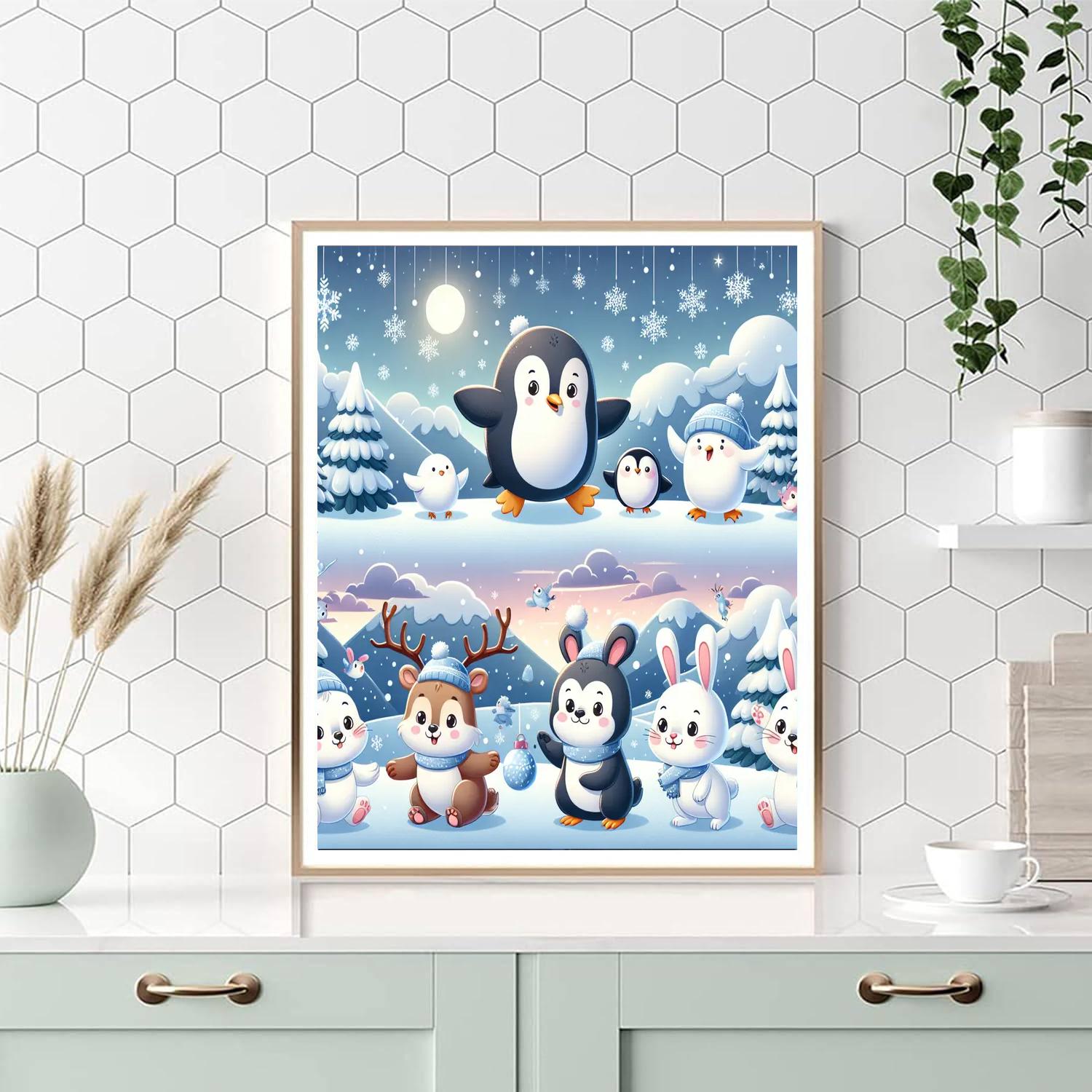 Whimsical Winter Animals Paint By Numbers Art