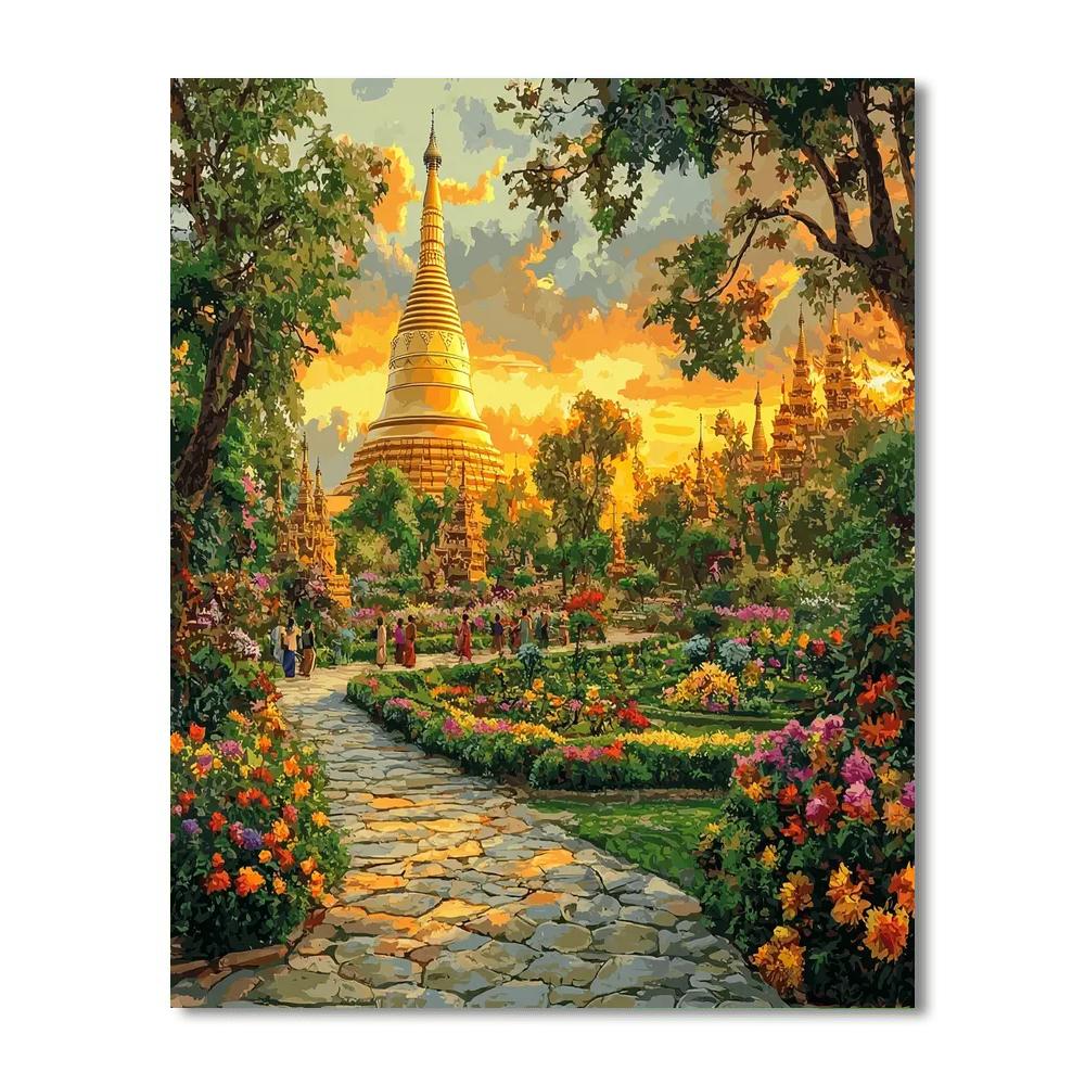 Shwedagon Pagoda Park Number Painting