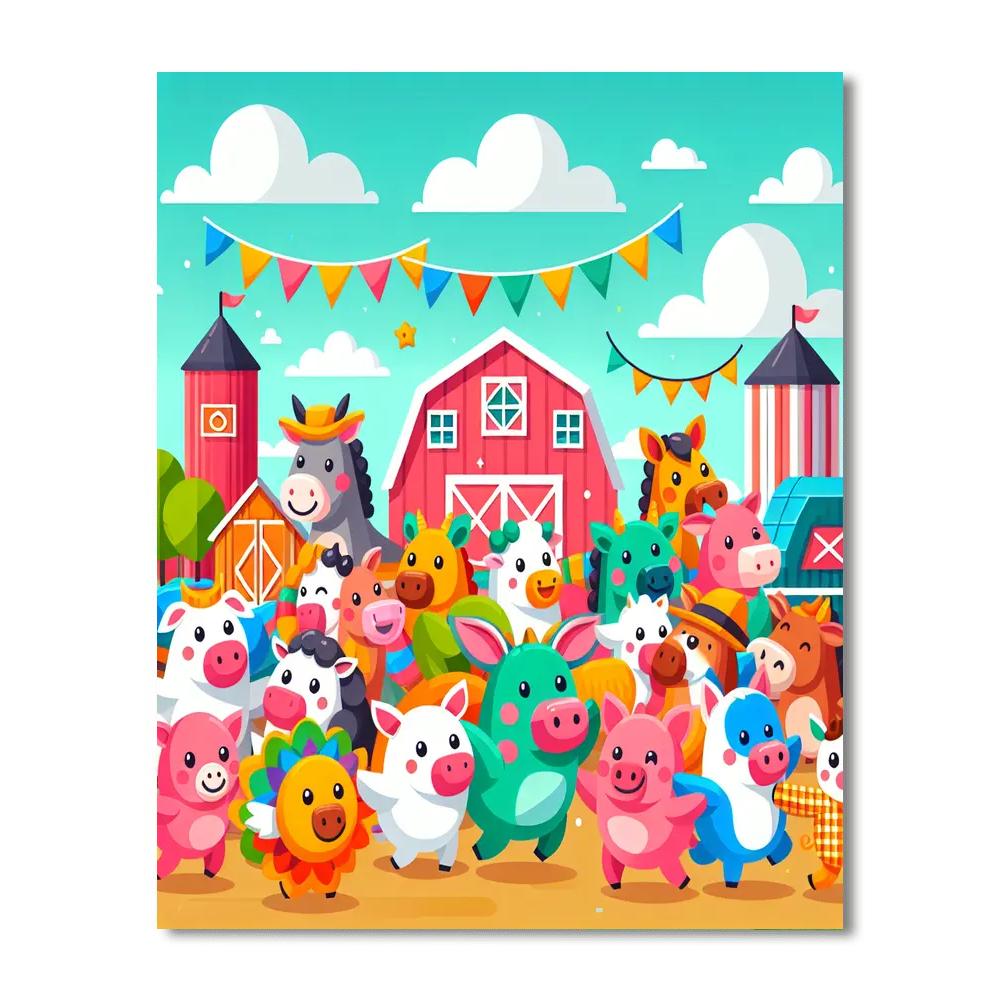 Festive Farmyard Fun Painting Number Kit