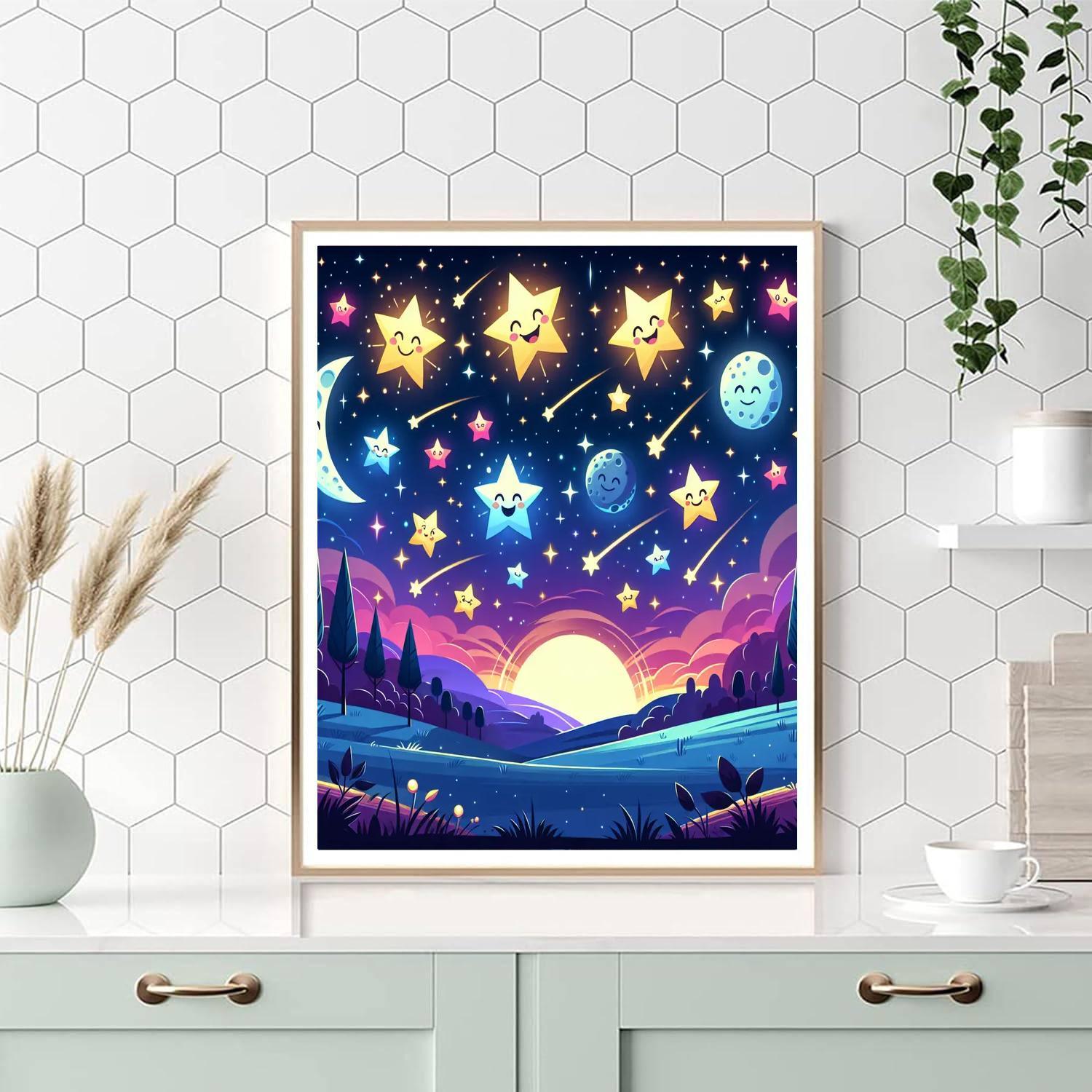 Sparkly Starry Night Paint By Numbers Art