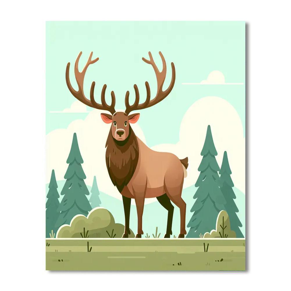 Enthusiastic Elk Painting By Numbers Kit