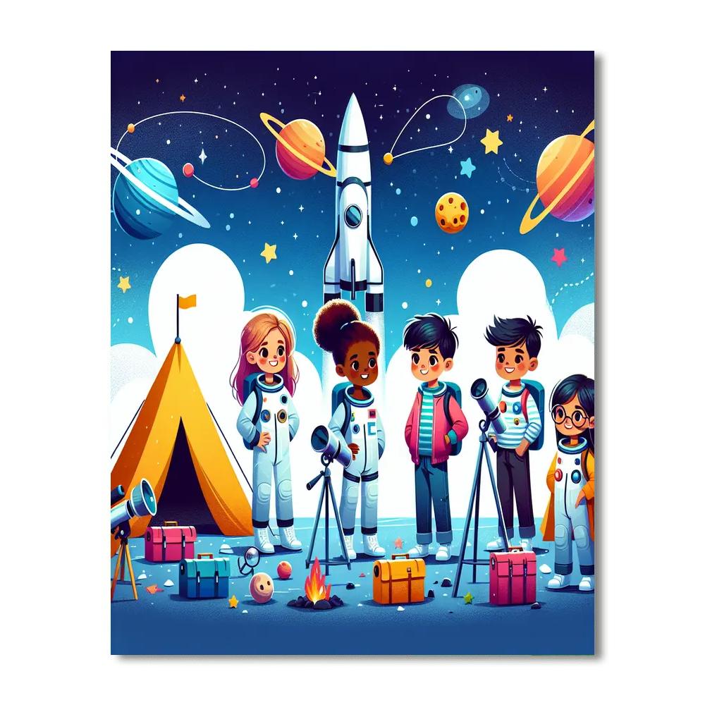 Space Explorers' Camp Painting Number Kit