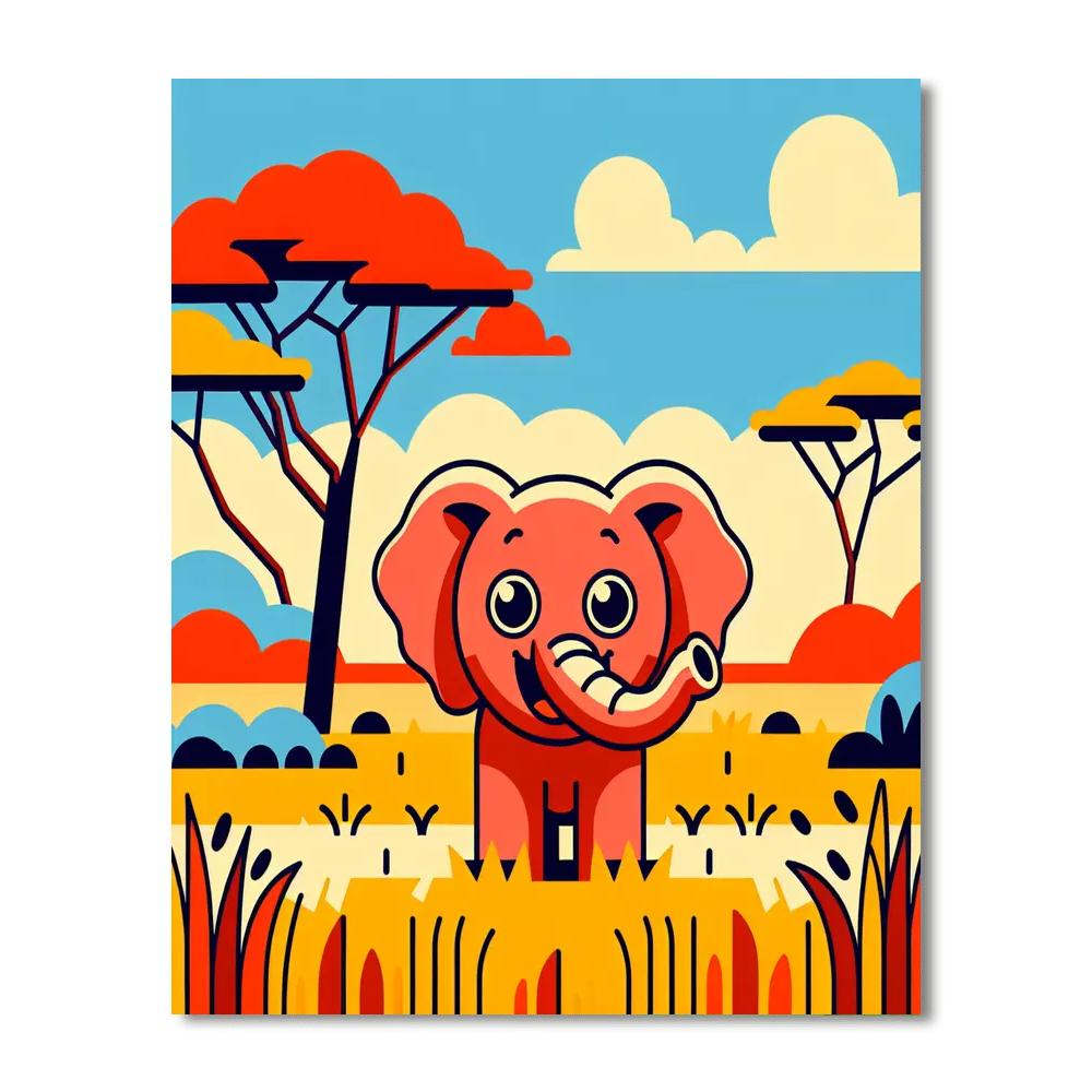 Cheery Elephant's Savannah Joy Paint By Color