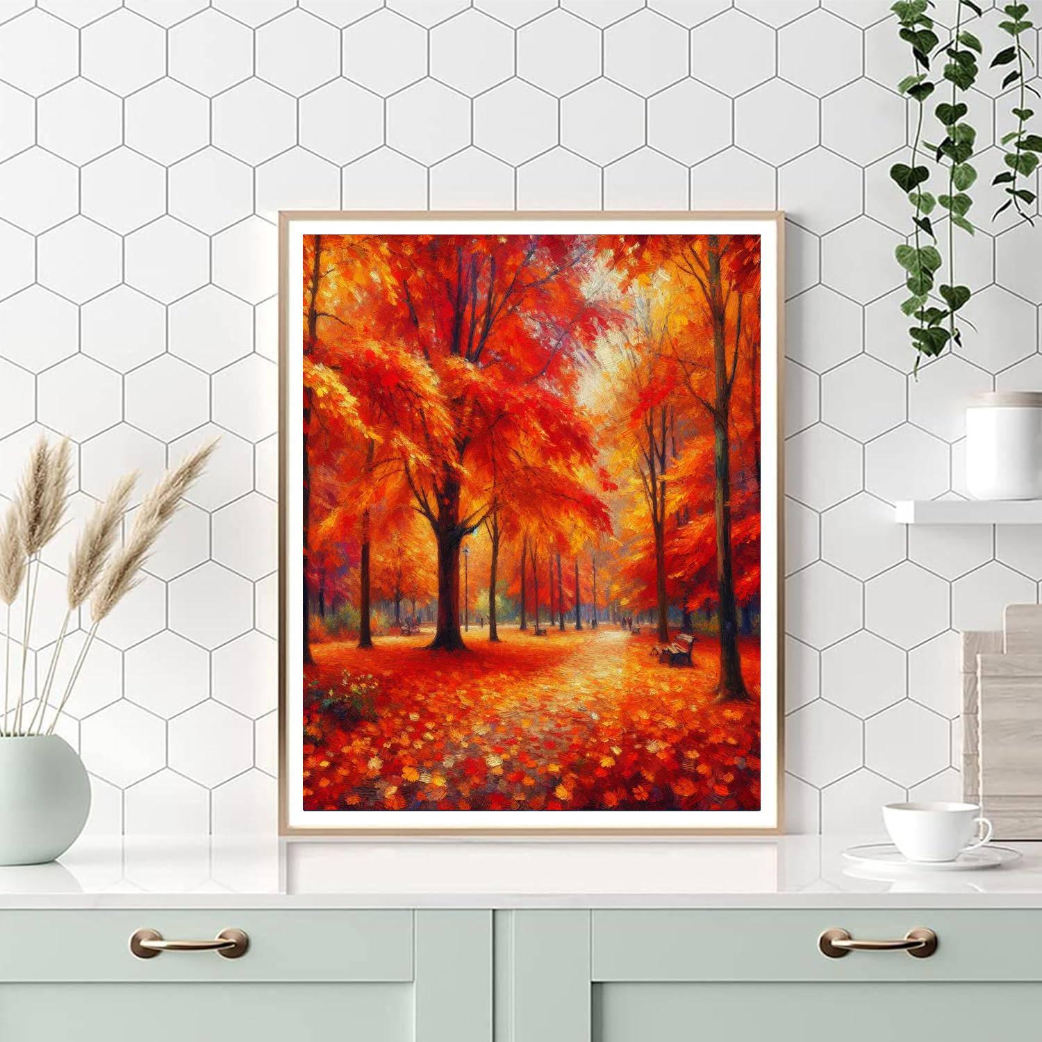 Vivid Autumn Park Scene Paint By Numbers Art
