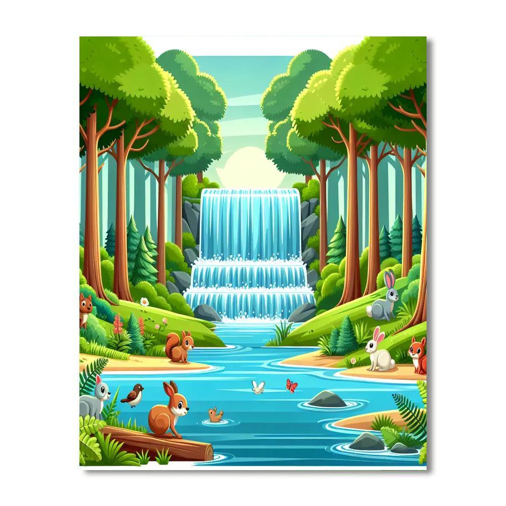 Enchanted Waterfall Hideout Numbered Painting Kits