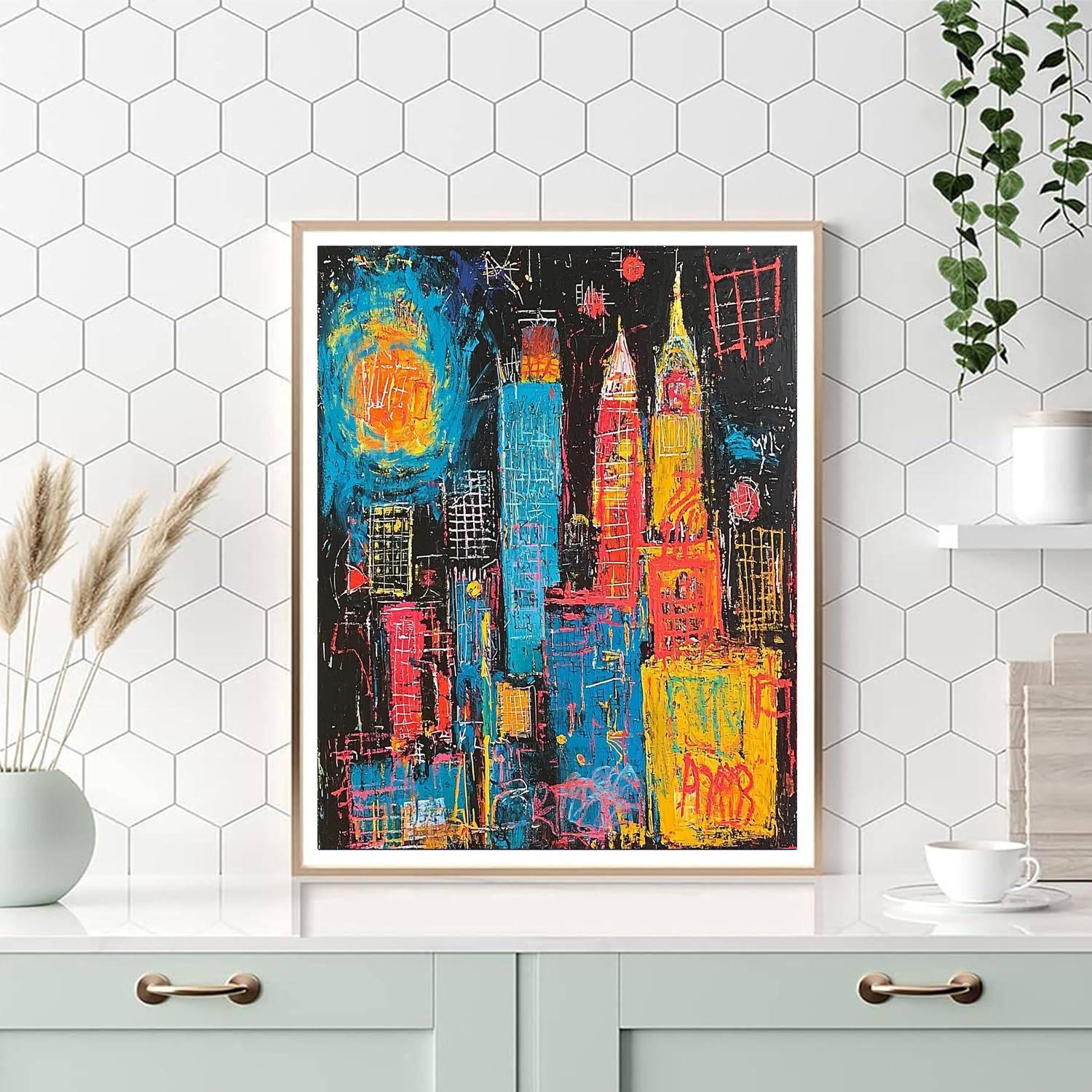 Jean-Michel Basquiat Inspired Urban Echoes  Number Painting