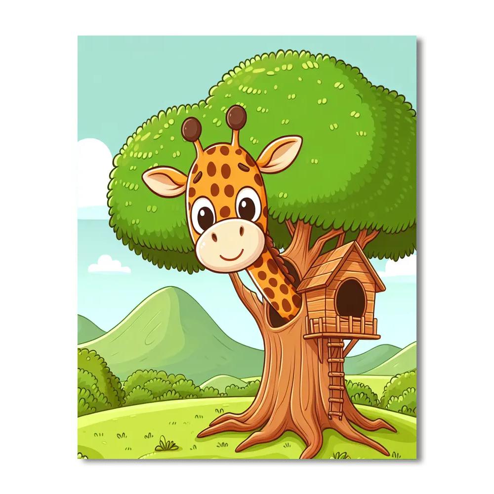 Giraffe's Treehouse Number Painting
