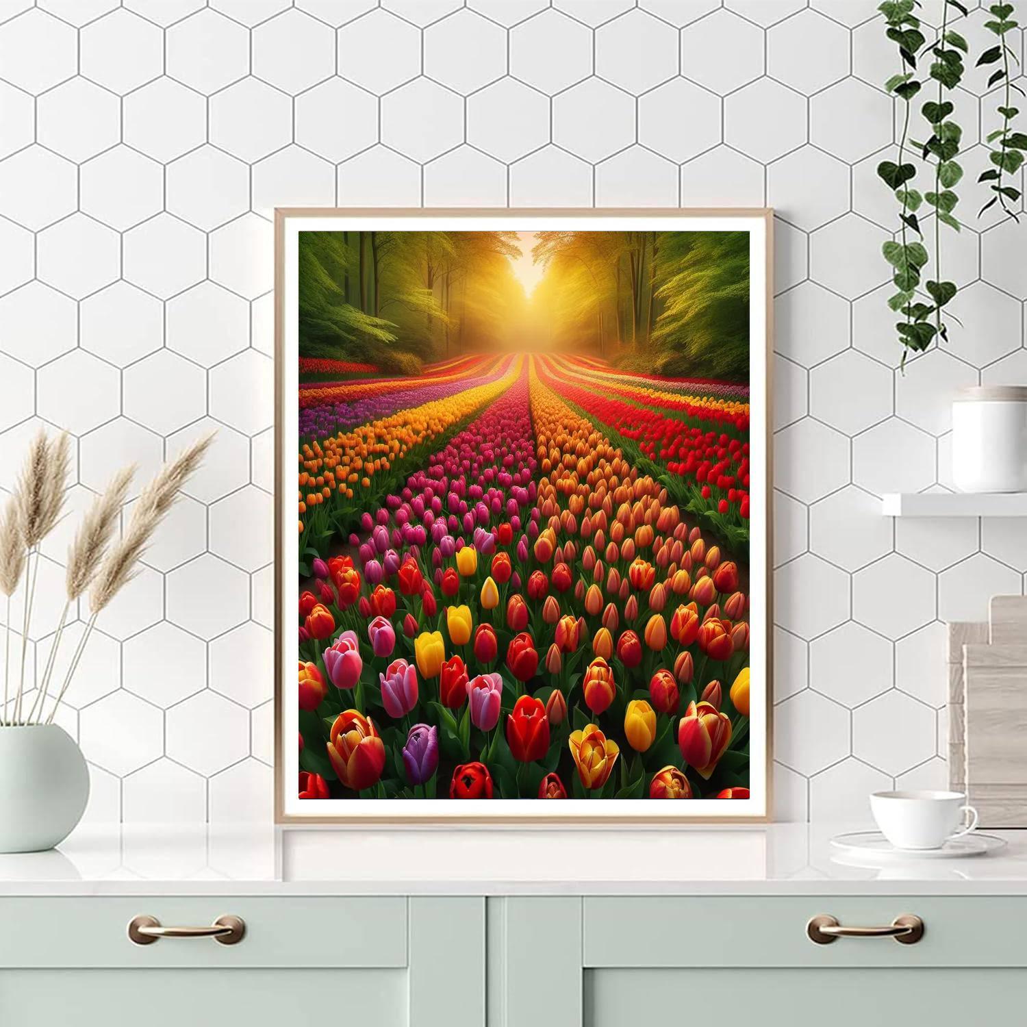 Elegant Tulip Garden Numbered Painting Kits