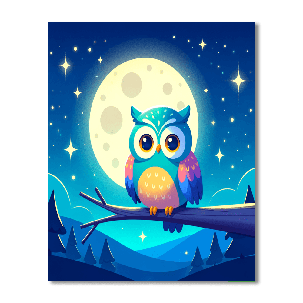 Curious Owl In The Moonlight Paint By Numbers Kits