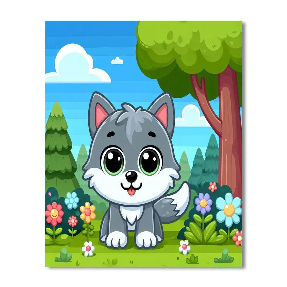 Whimsical Wolf Pup Paint By Numbers