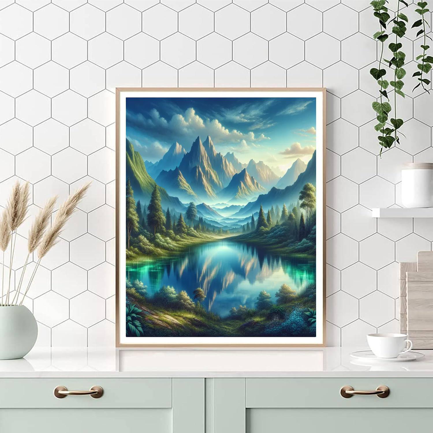 Tranquil Mountain Reflections Numbered Painting Kits