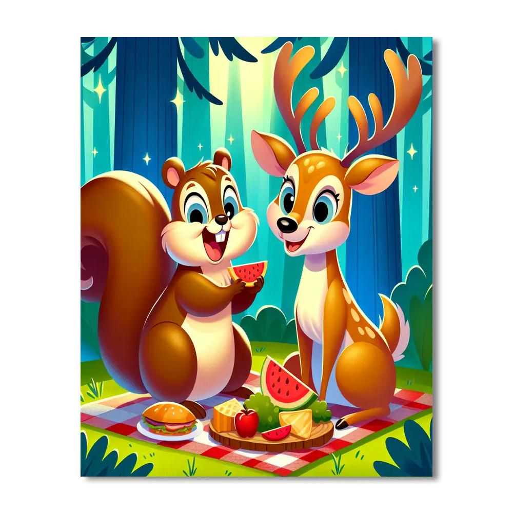 Forest Friends Feast Paint By Numbers Art
