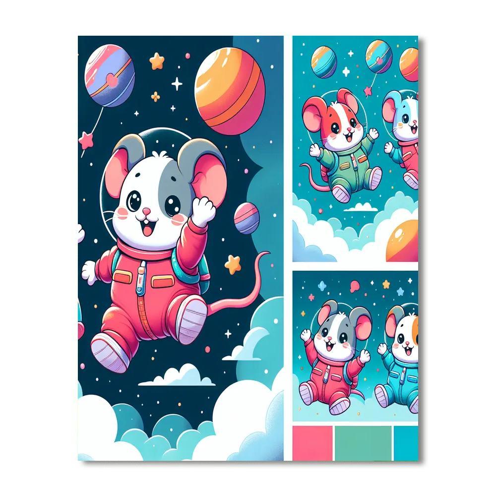 Merry Mice In Space Painting Number Kit