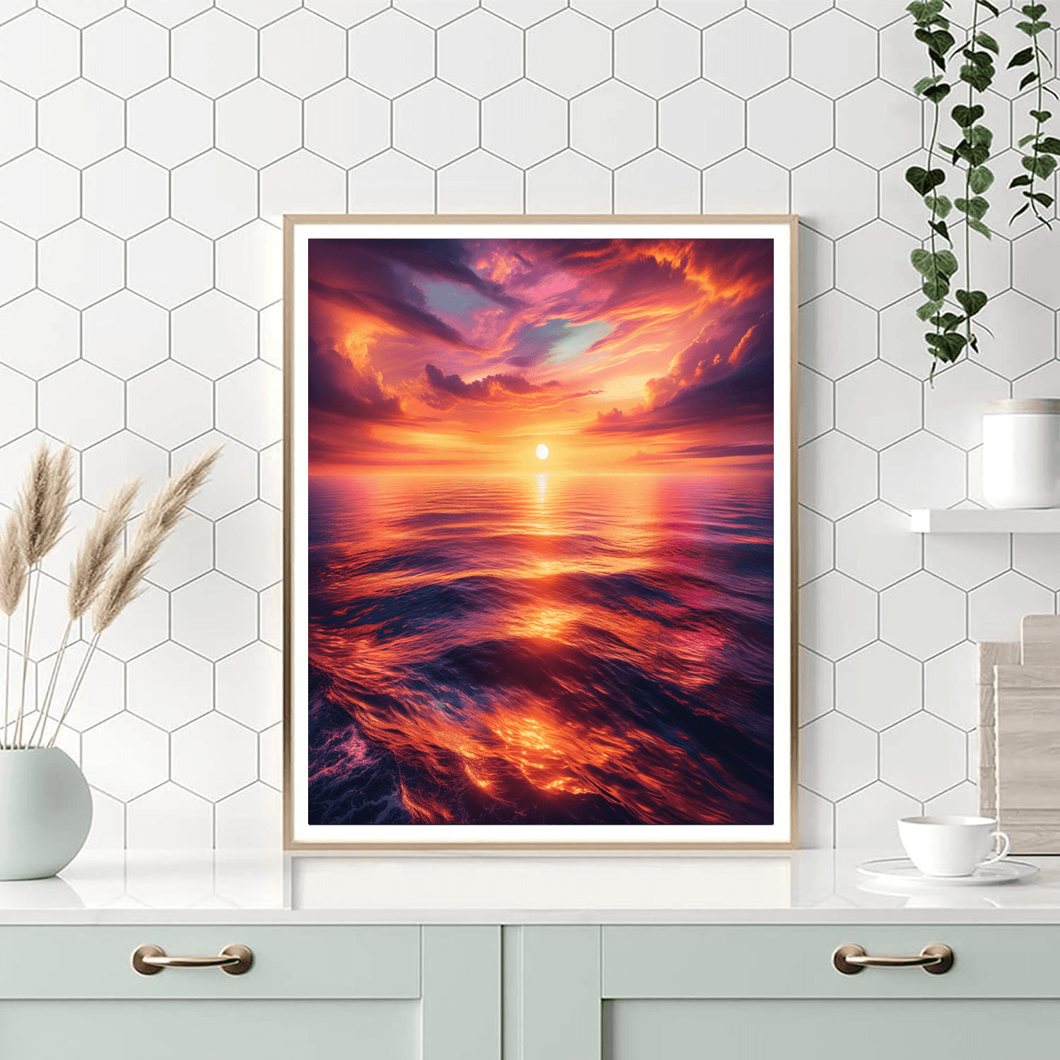 Sunset Symphony Over the Ocean - DIY Painting By Numbers Kit