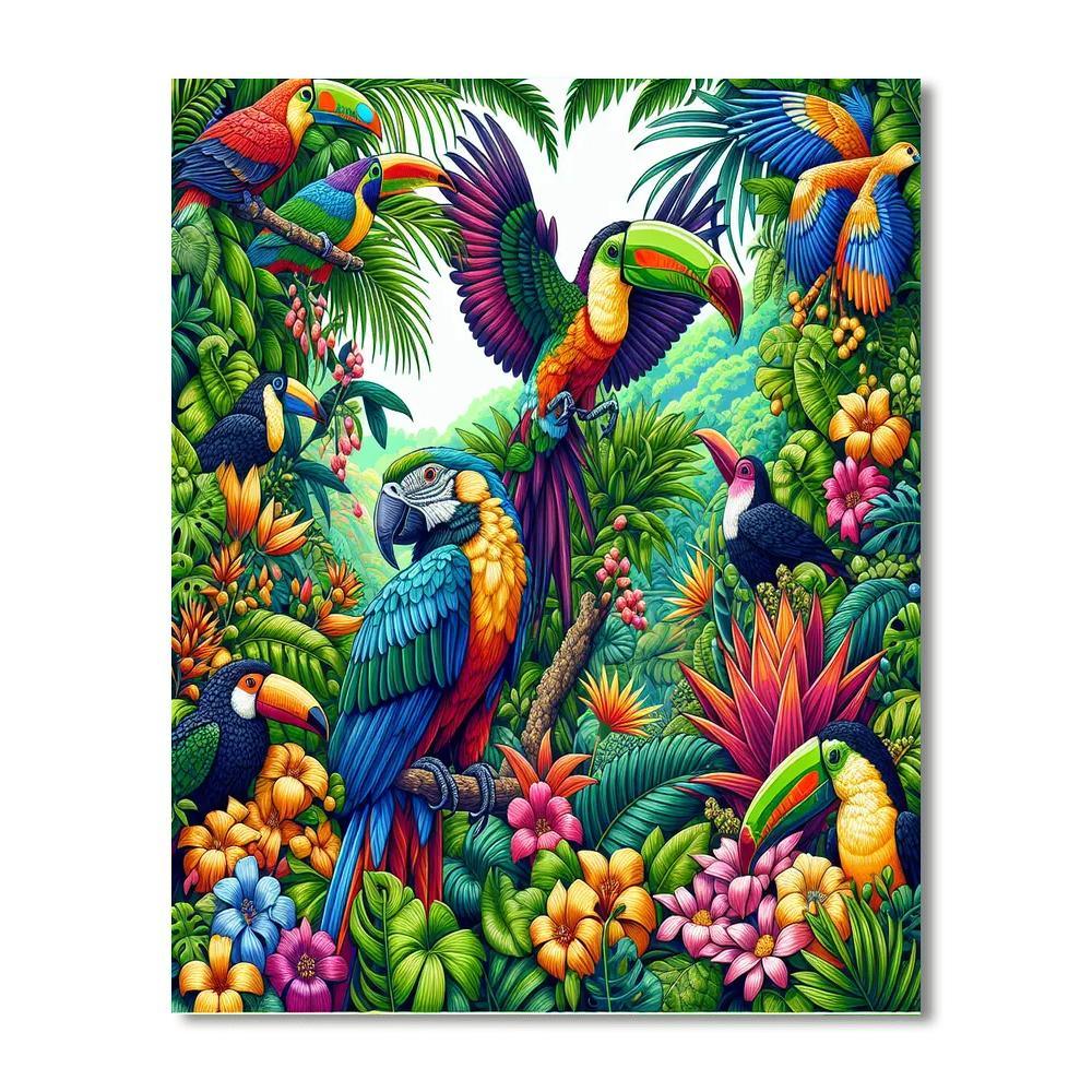 Tropical Bird Haven Paint By Number