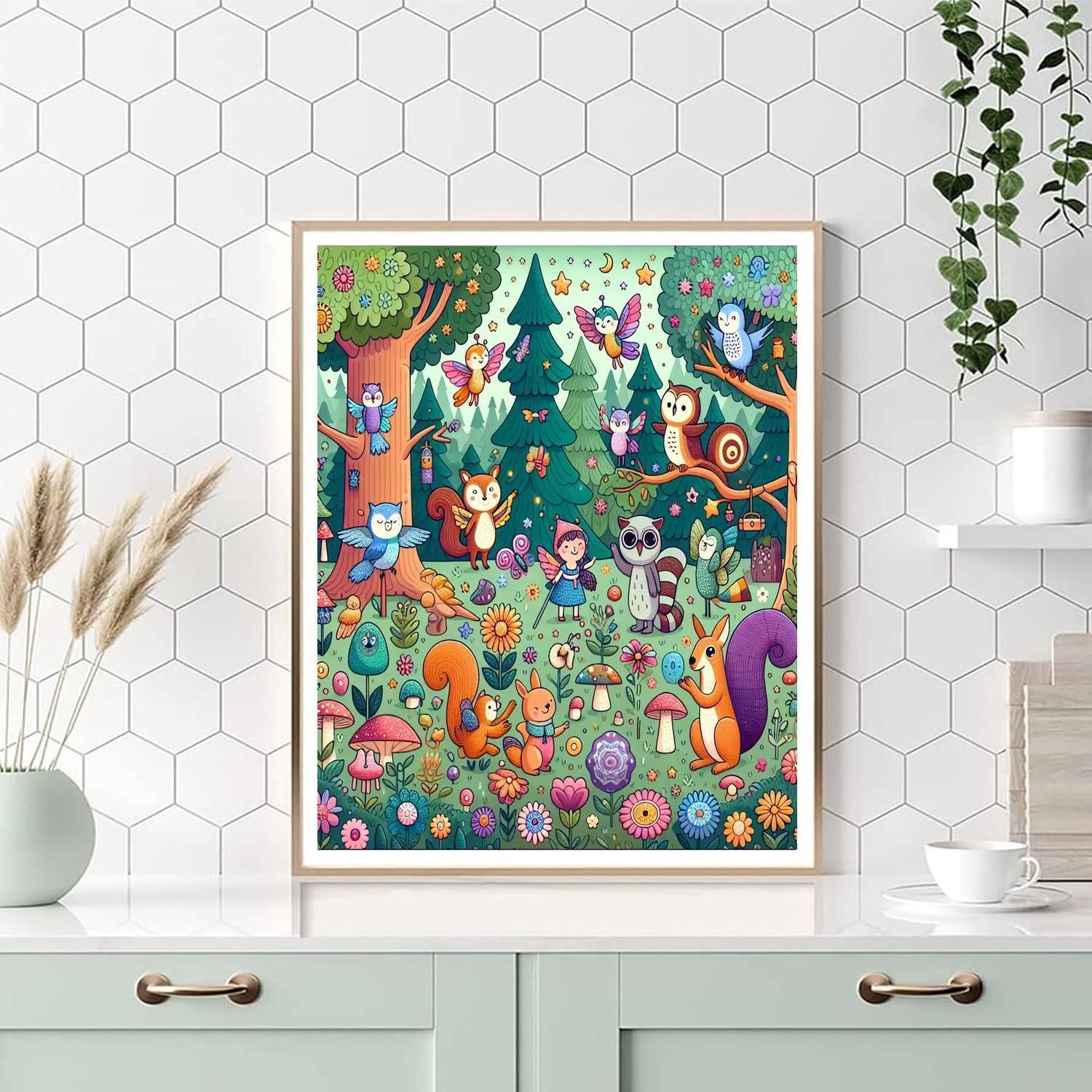 Bright Magical Forest DIY Paint By Numbers