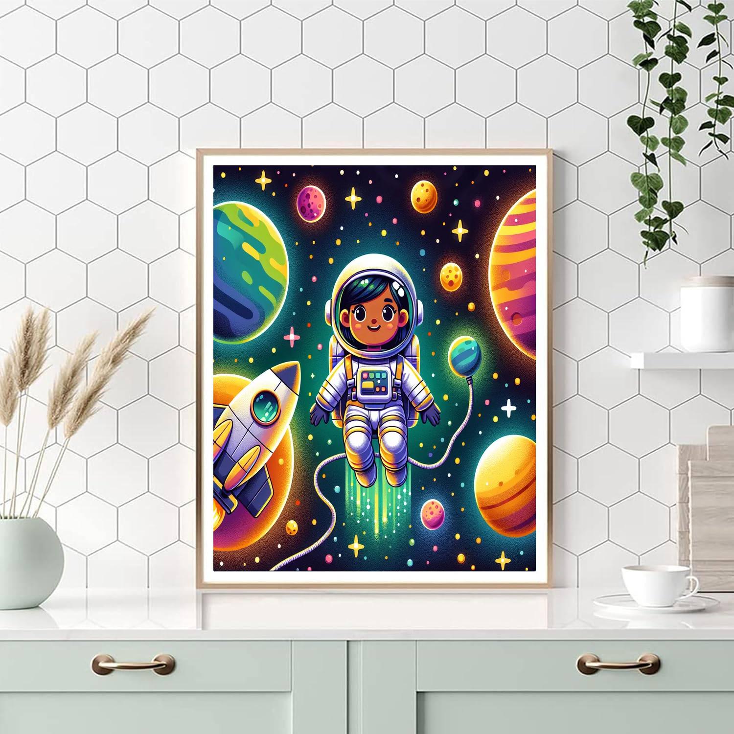 Brave Astronaut's Journey Paint By Numbers Art
