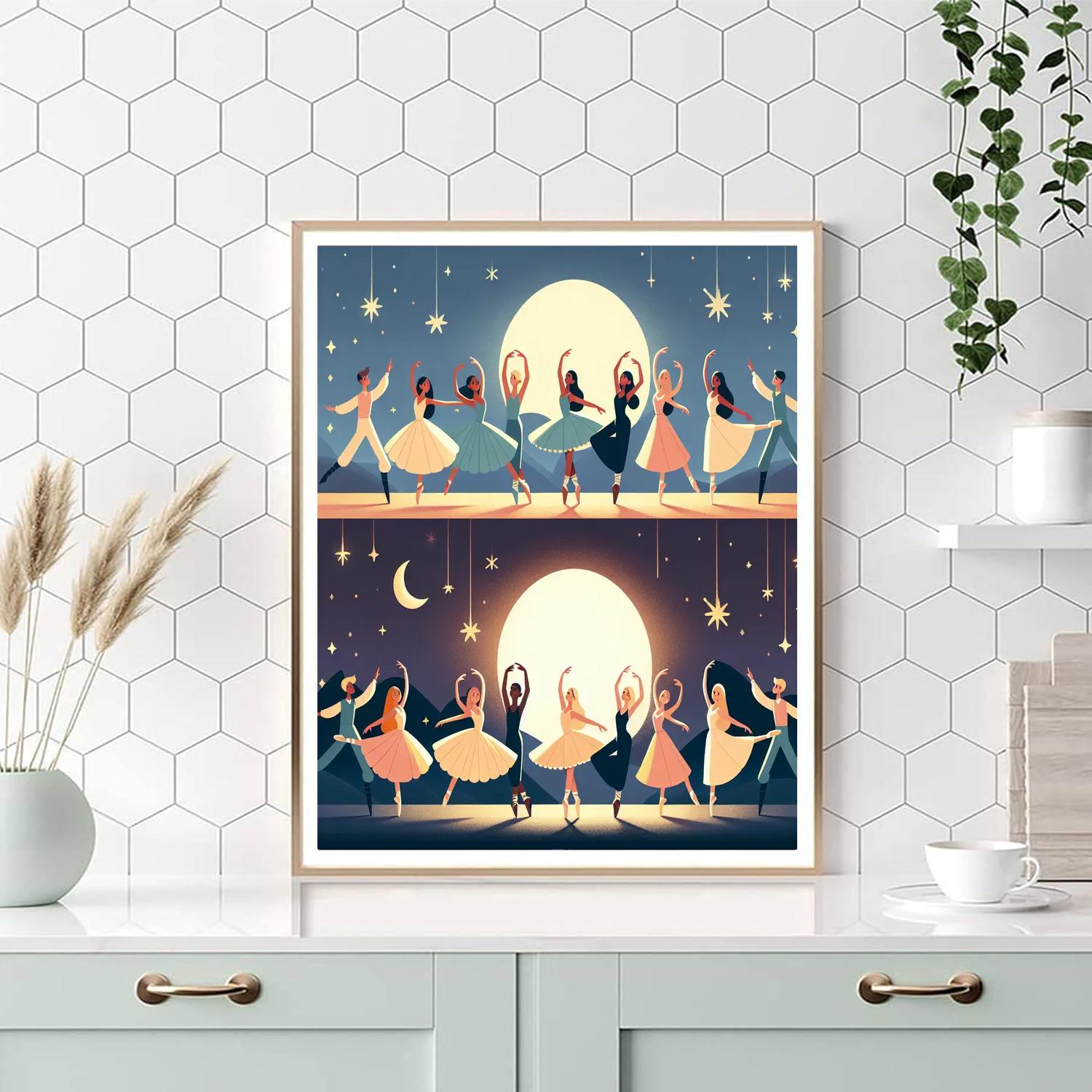 Magical Moonlight Ballet Number Painting