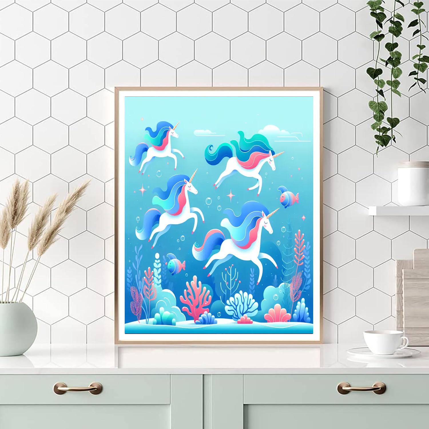 Undersea Unicorn Union Painting Number Kit