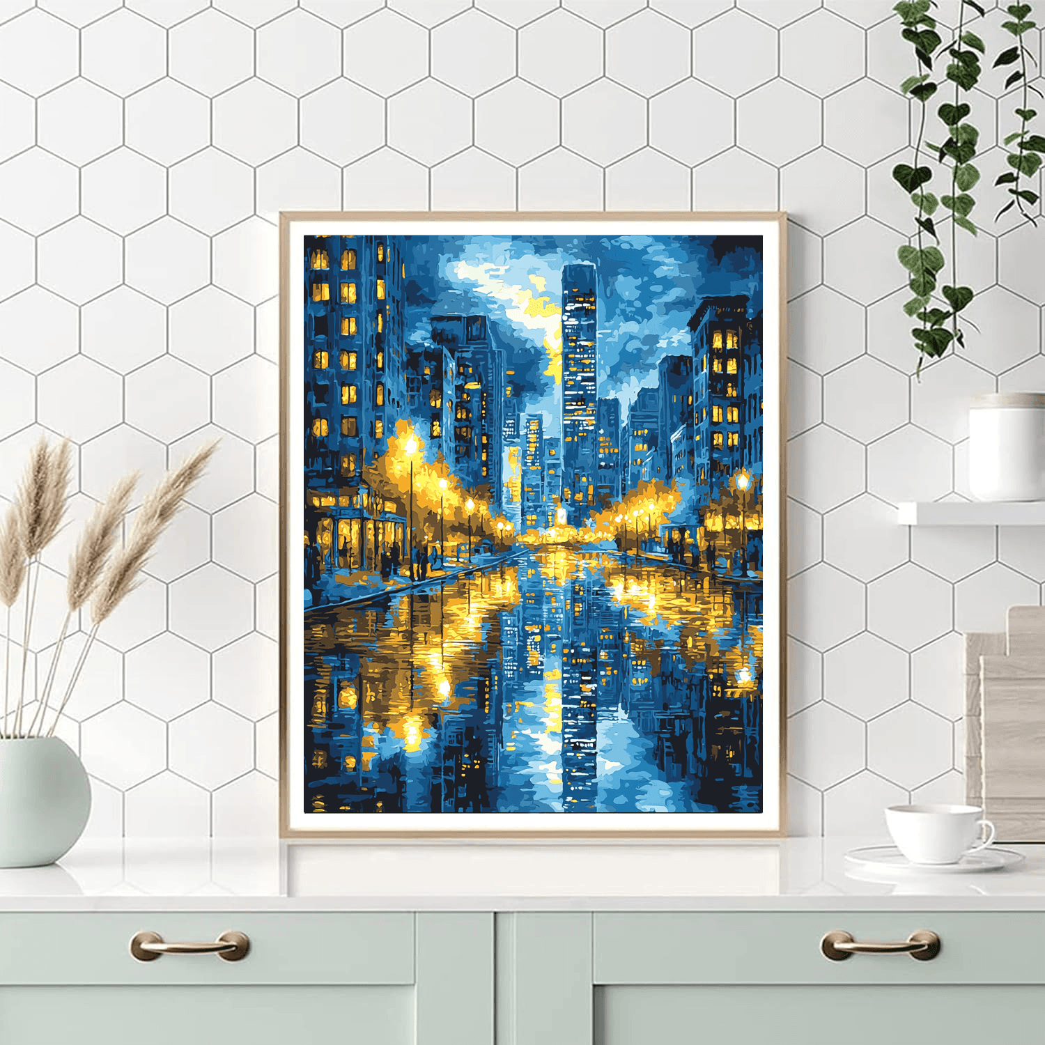 Edward Hopper Inspired Reflections Of A City  DIY Paint By Numbers