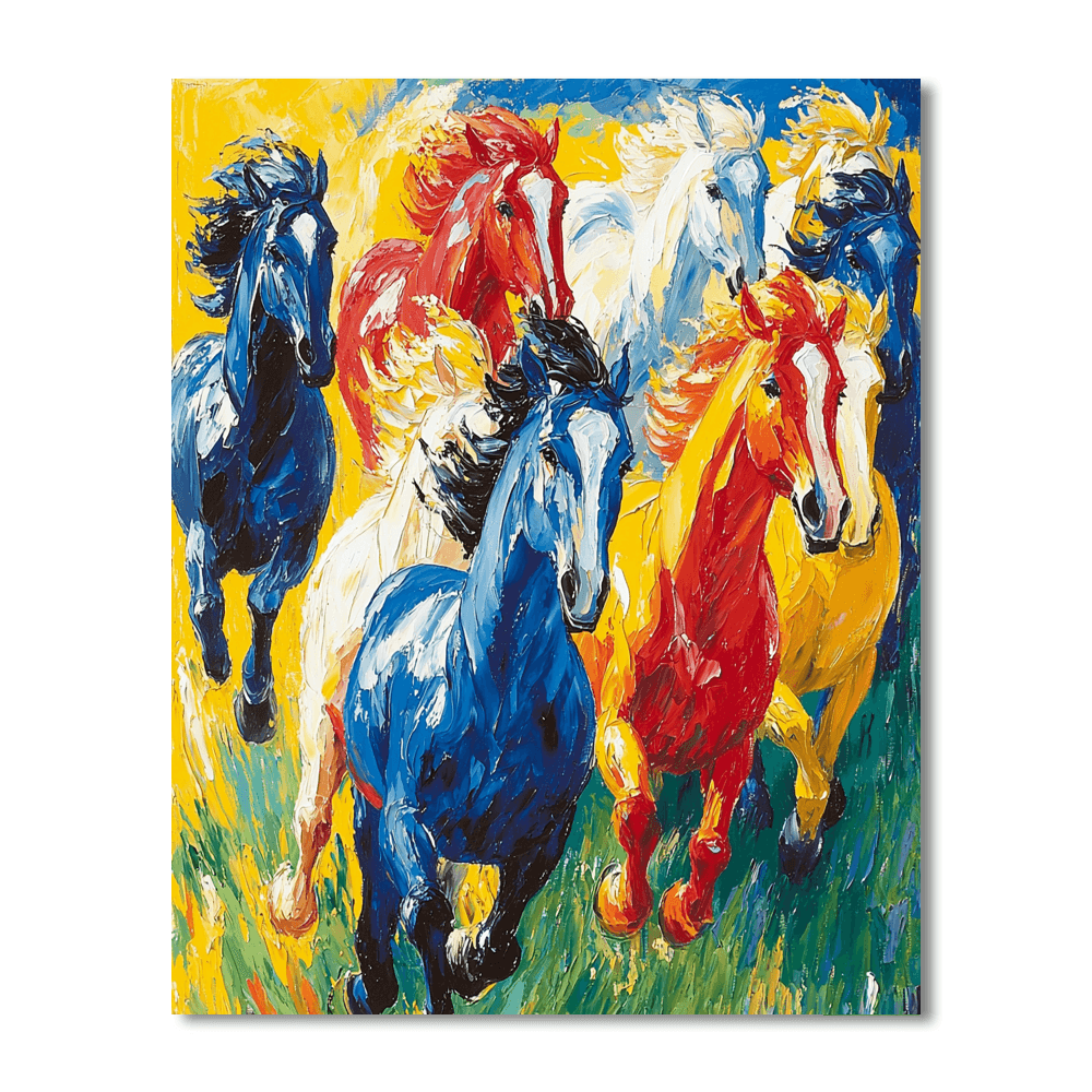 Franz Marc Inspired Wild Horses In Motion  Paint By Numbers Kits