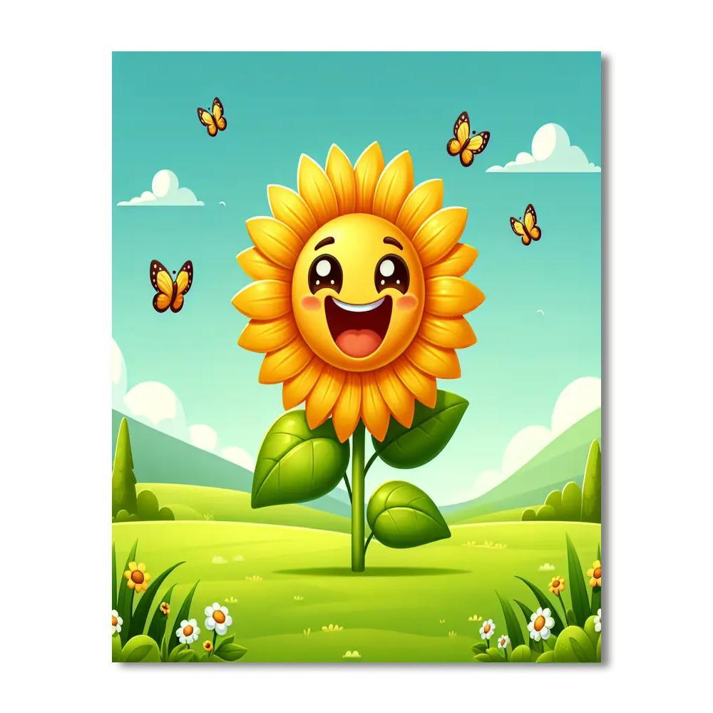 Friendly Sunflower Paint By Numbers Art