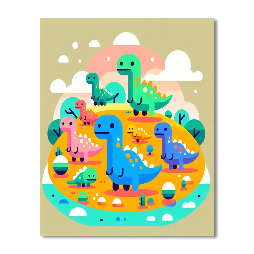 Dino Island Escape DIY Paint By Numbers