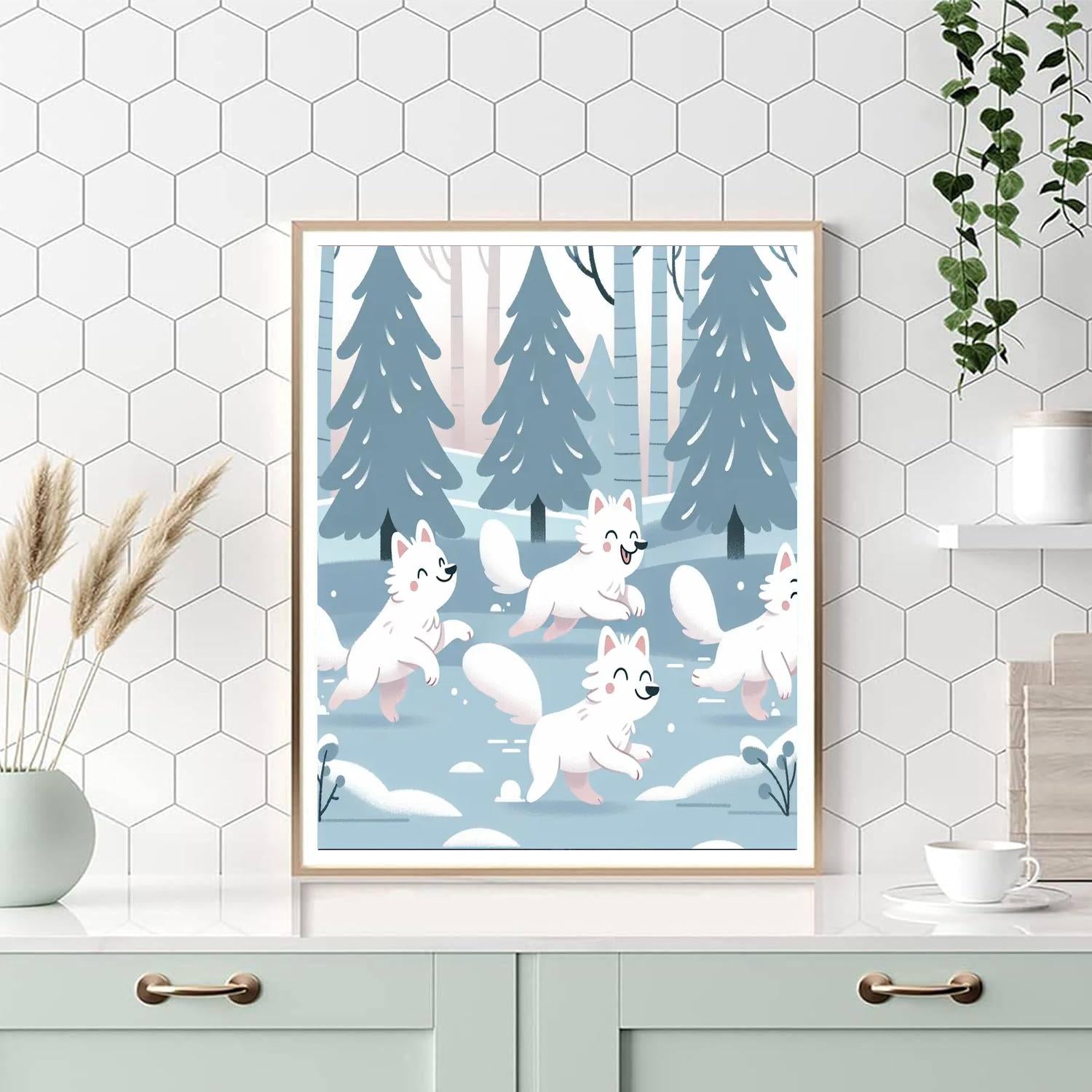 Winter Wonderland Wolves Painting Number Kit