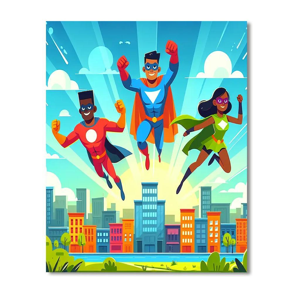 Superhero Dream Team Paint By Numbers Art