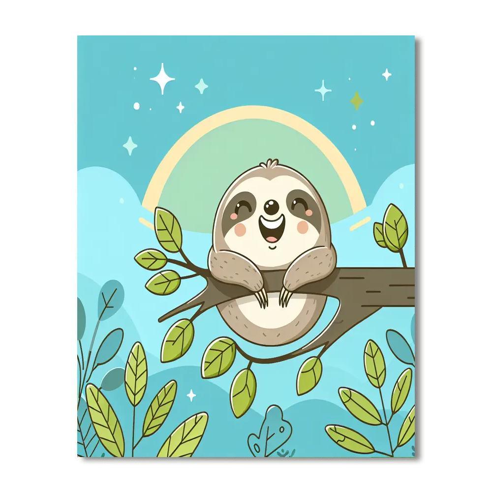Happy Sloth Painting Number Kit