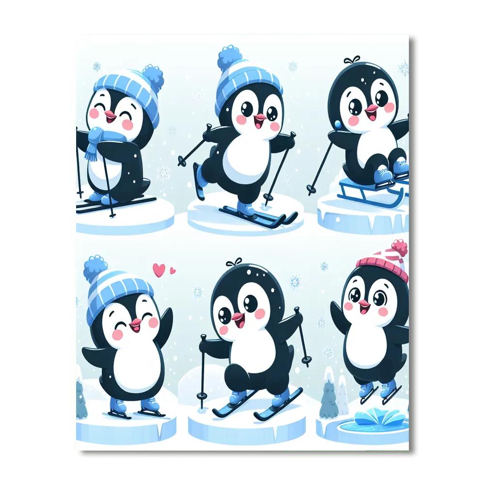 Penguin Winter Olympics DIY Paint By Numbers