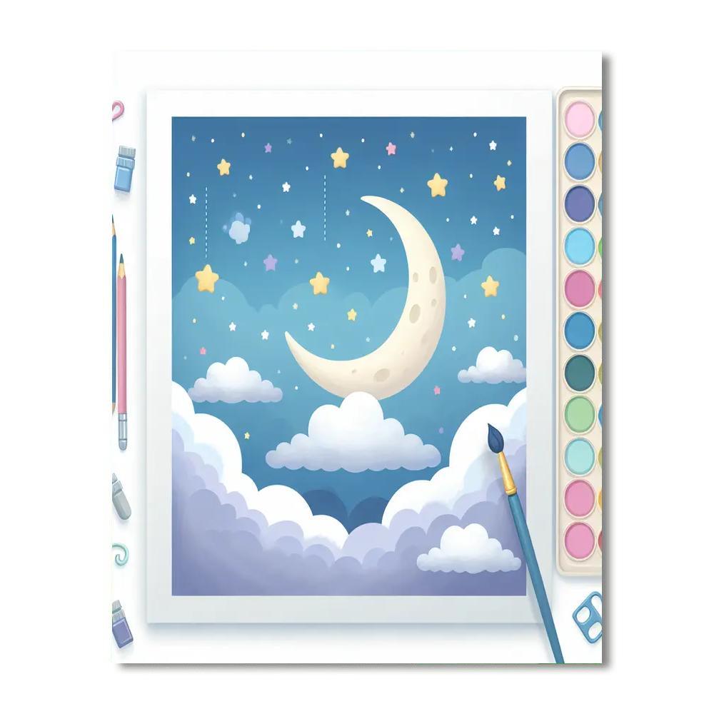 Dreamy Moonlit Nightscape Numbered Painting Kits
