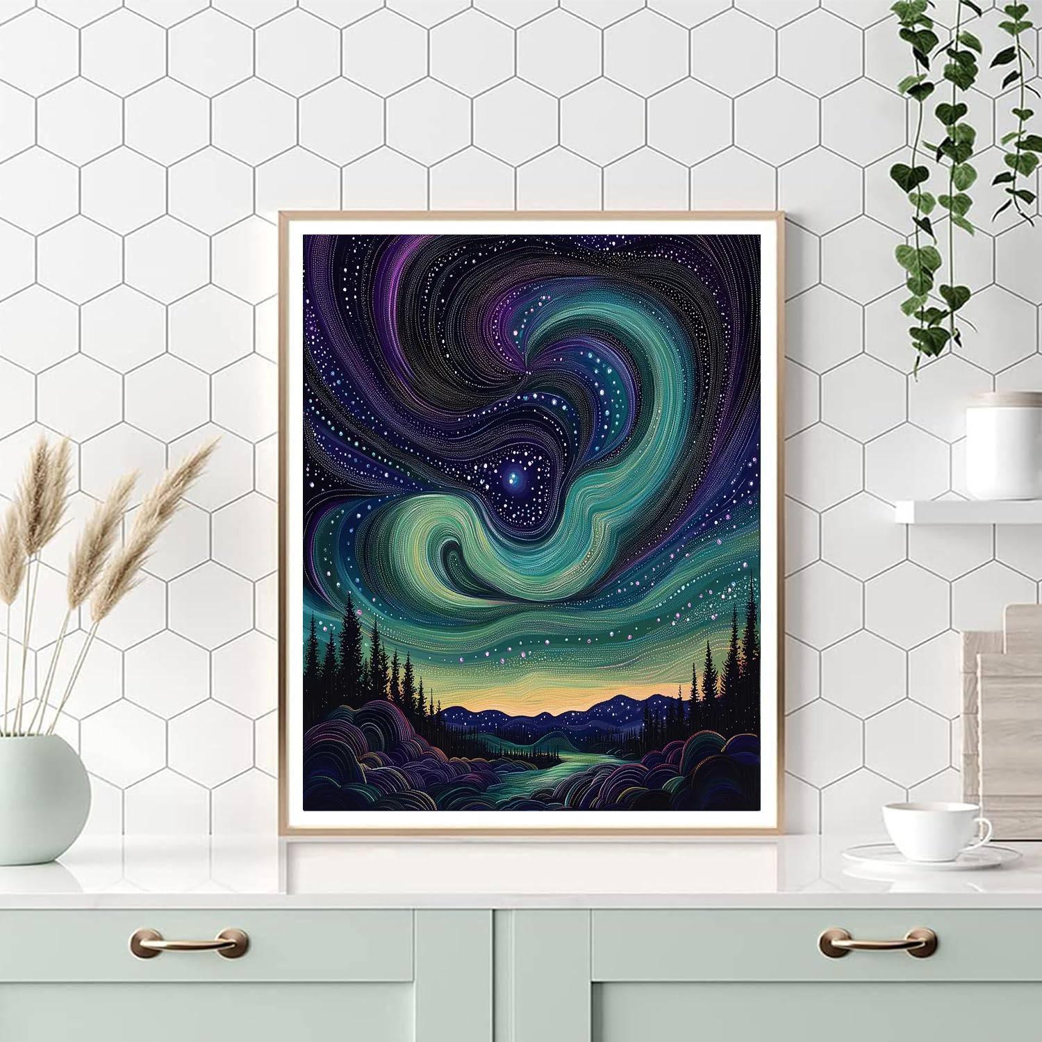 Georges Seurat Inspired Ethereal Aurora Abstraction  Paint By Color