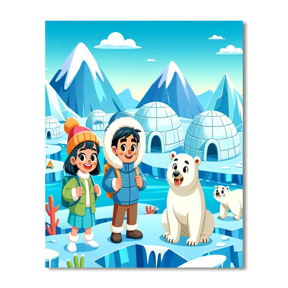 Frozen Tundra Trek Number Painting