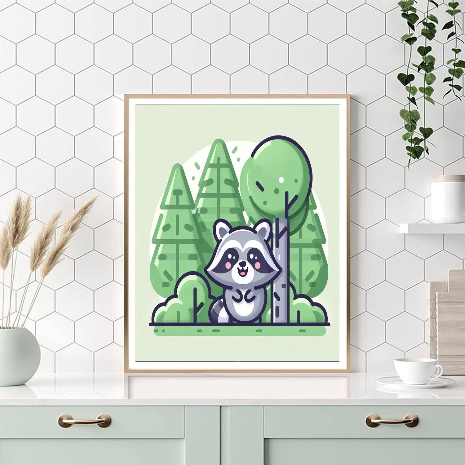 Friendly Raccoon Painting Number Kit