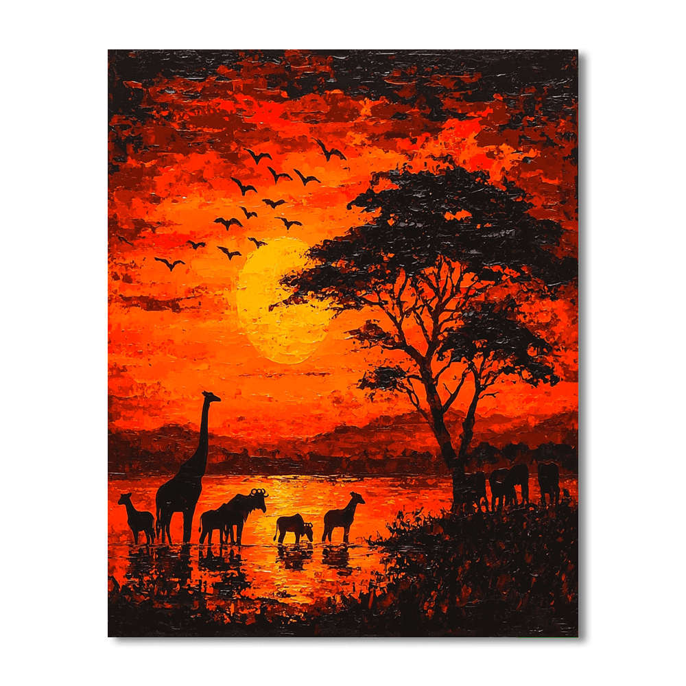 Sir Edwin Landseer Inspired Safari Silhouette  Paint By Numbers Art